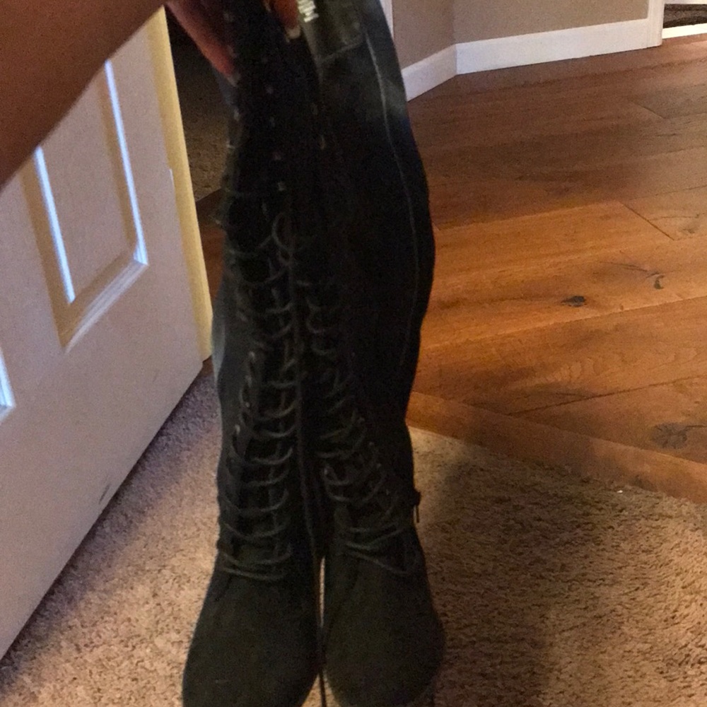 Tall lace up boots